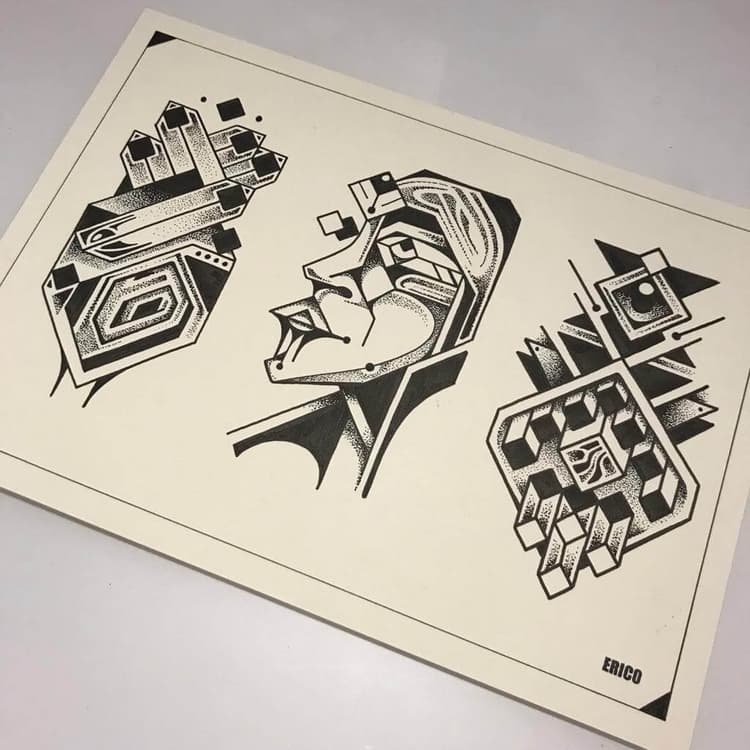 tatouage géométrique strasbourg, tatouage graphique strasbourg, tatouage dotwork strasbourg