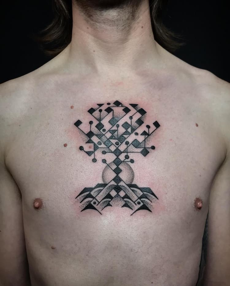 tatouage géométrique strasbourg, tatouage graphique strasbourg, tatouage dotwork strasbourg